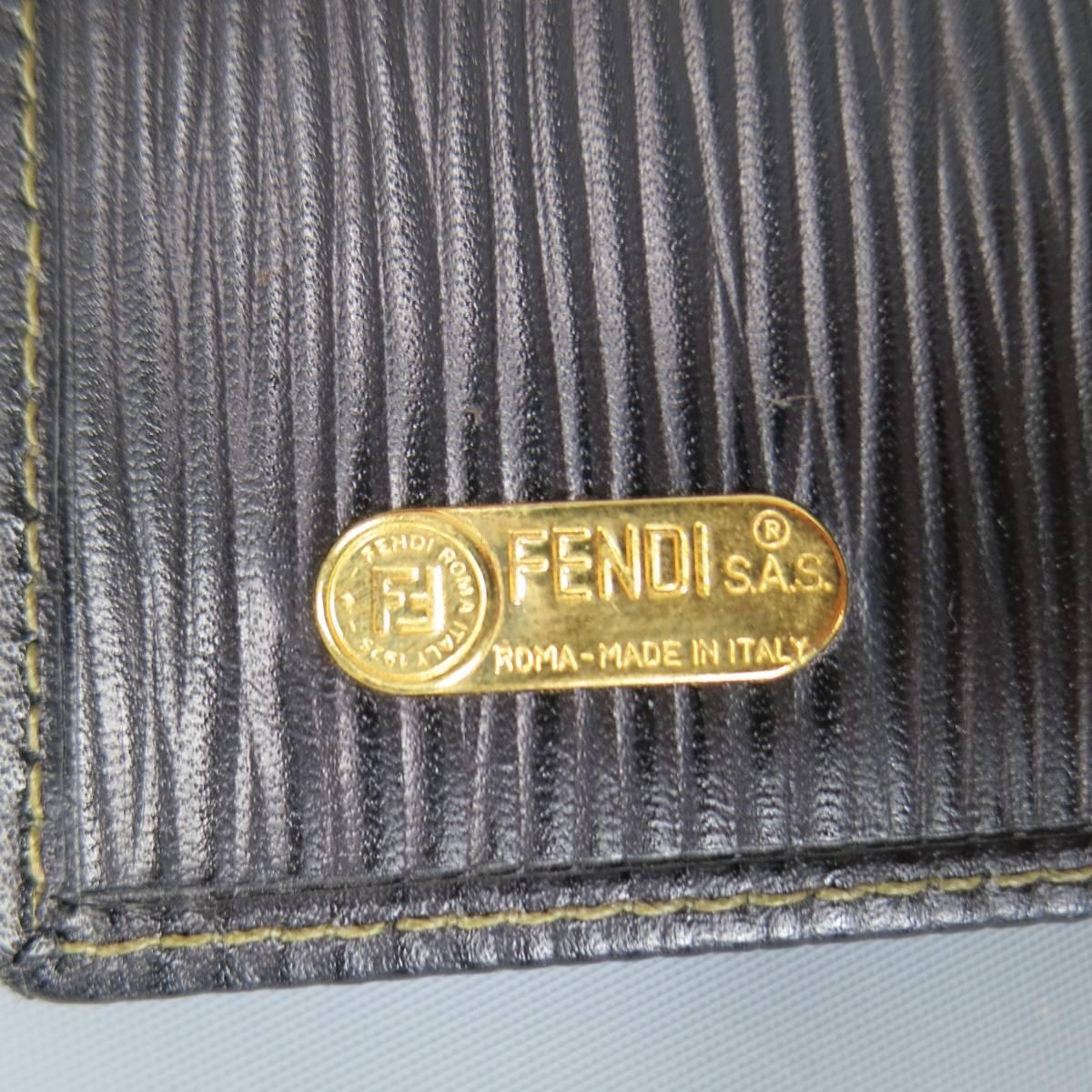 Women's or Men's FENDI Brown & Black Monogram Canvas & Epi Leather Snap Wallet