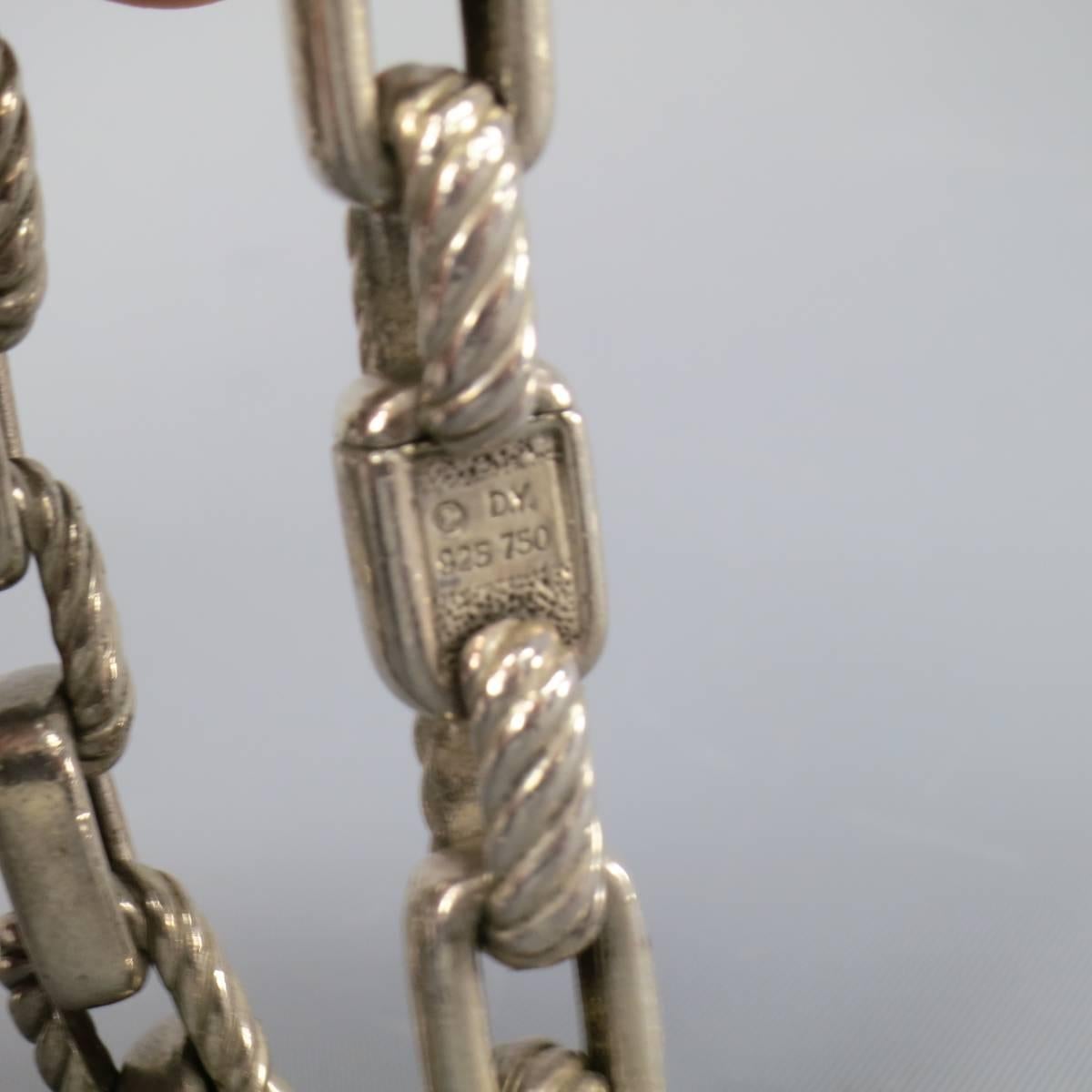 DAVID YURMAN Sterling Silver Textured Rectangular Link Chain Bracelet 1
