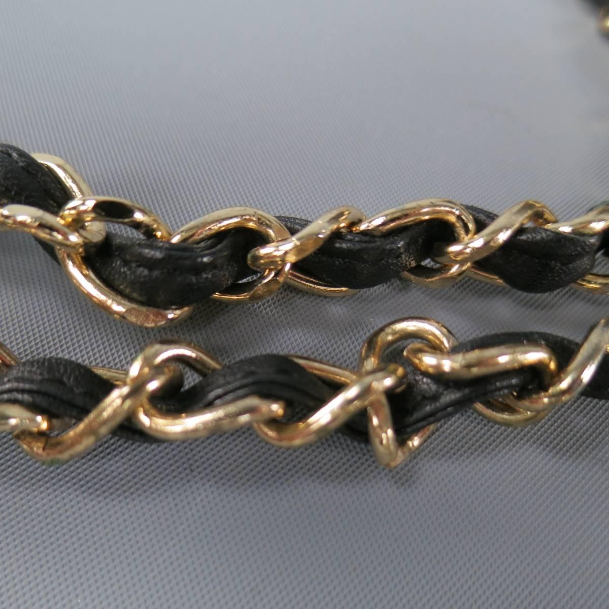 Vintage I.MAGNIN Black Quilted Leather Gold Woven Chain Strap Shoulder Bag at 1stDibs i magnin