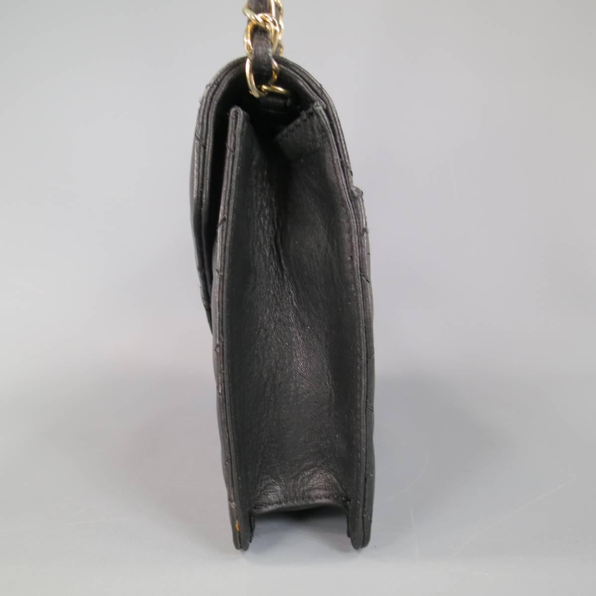 Vintage I.MAGNIN Black Quilted Leather Gold Woven Chain Strap Shoulder Bag 1