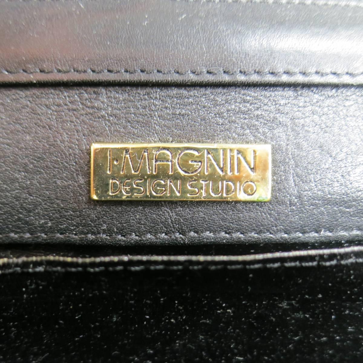 Vintage I.MAGNIN Black Quilted Leather Gold Woven Chain Strap Shoulder Bag 3