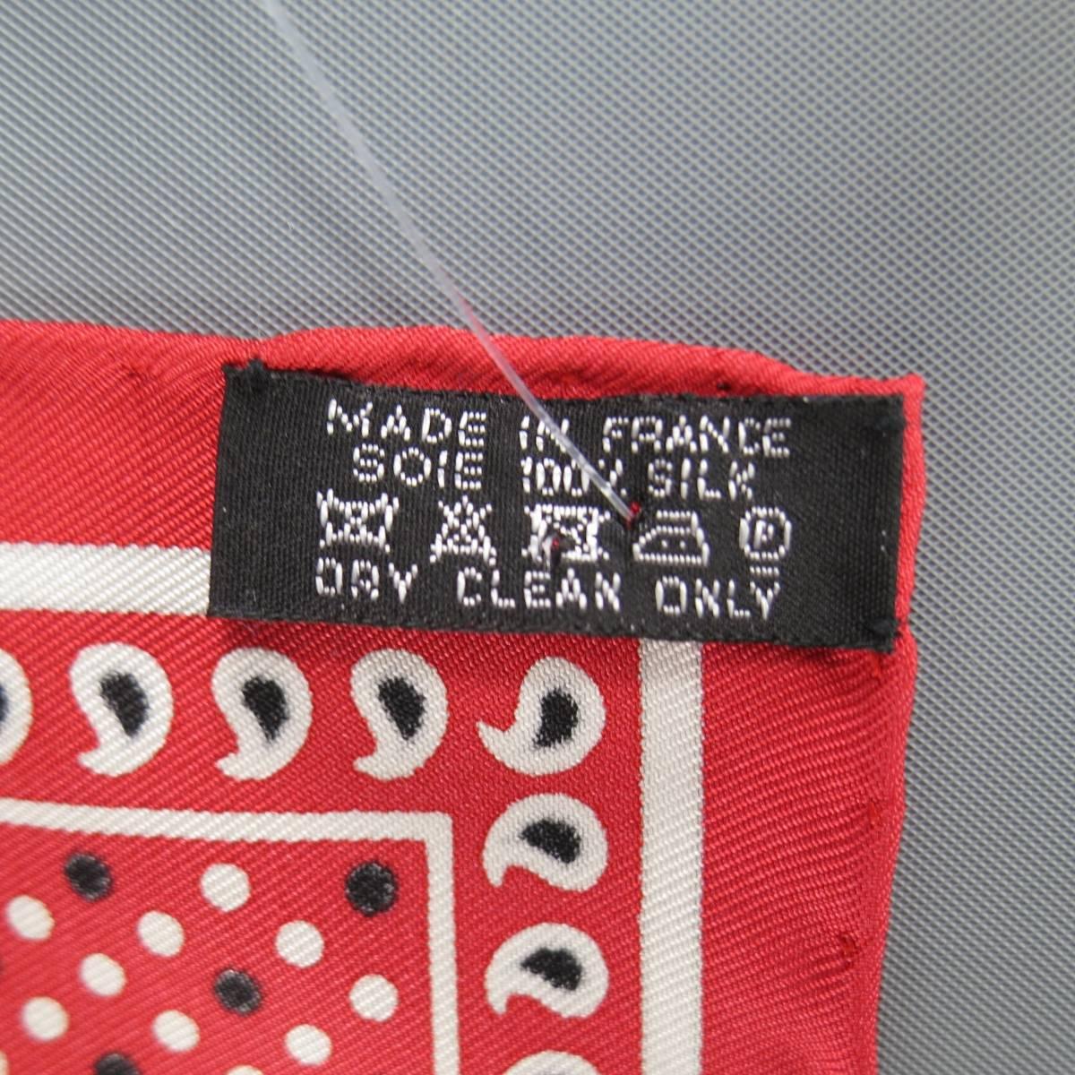Women's or Men's HERMES Red Silk 'In The Mountains' Bandana Print Scarf