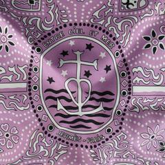 HERMES 'Entre Ciel et Mer' Lavender Violet Heart Animal Bandana Print Silk Scarf