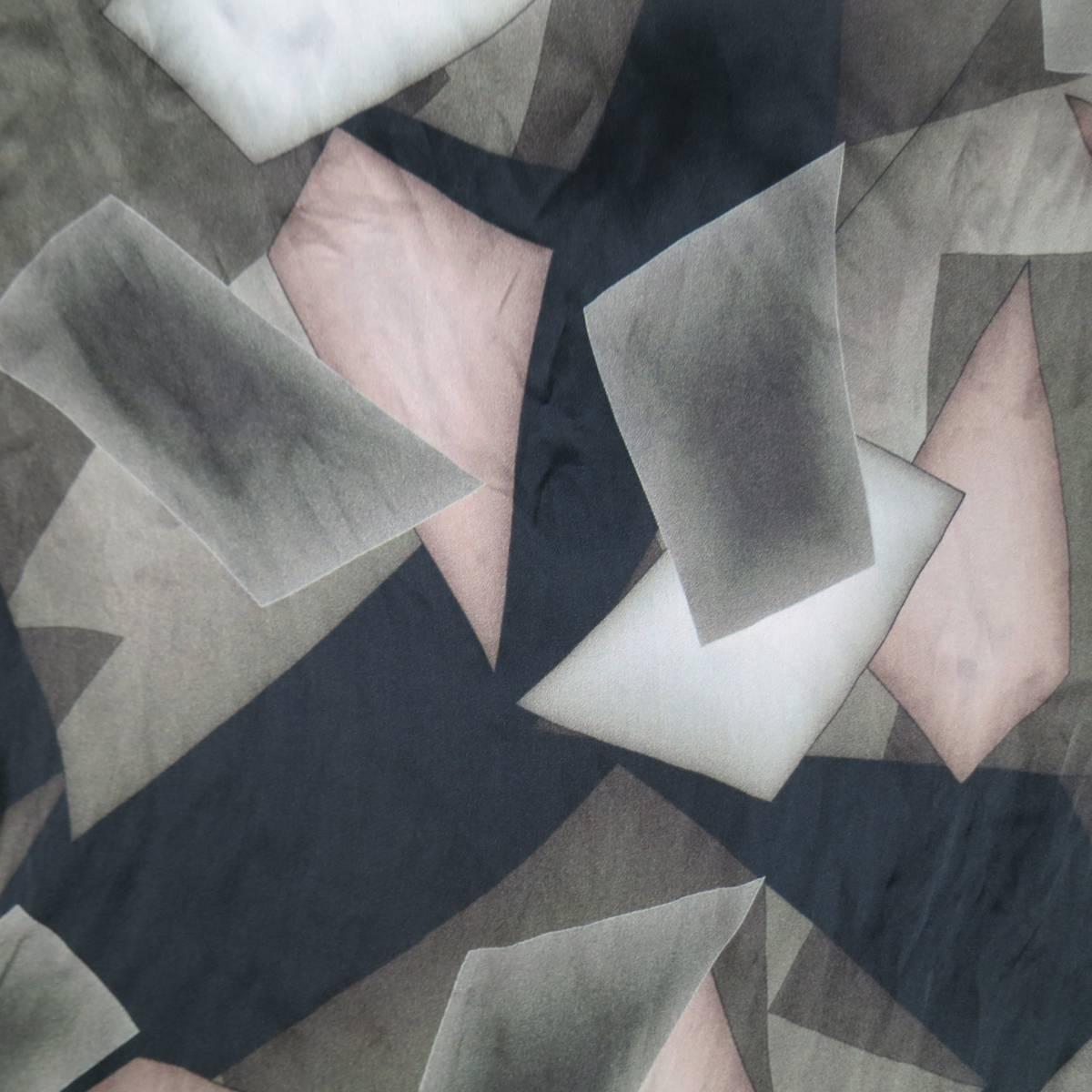 Women's ARMANI COLLEZIONI Taupe & Gray Abstract Geometric Print Silk Scarf