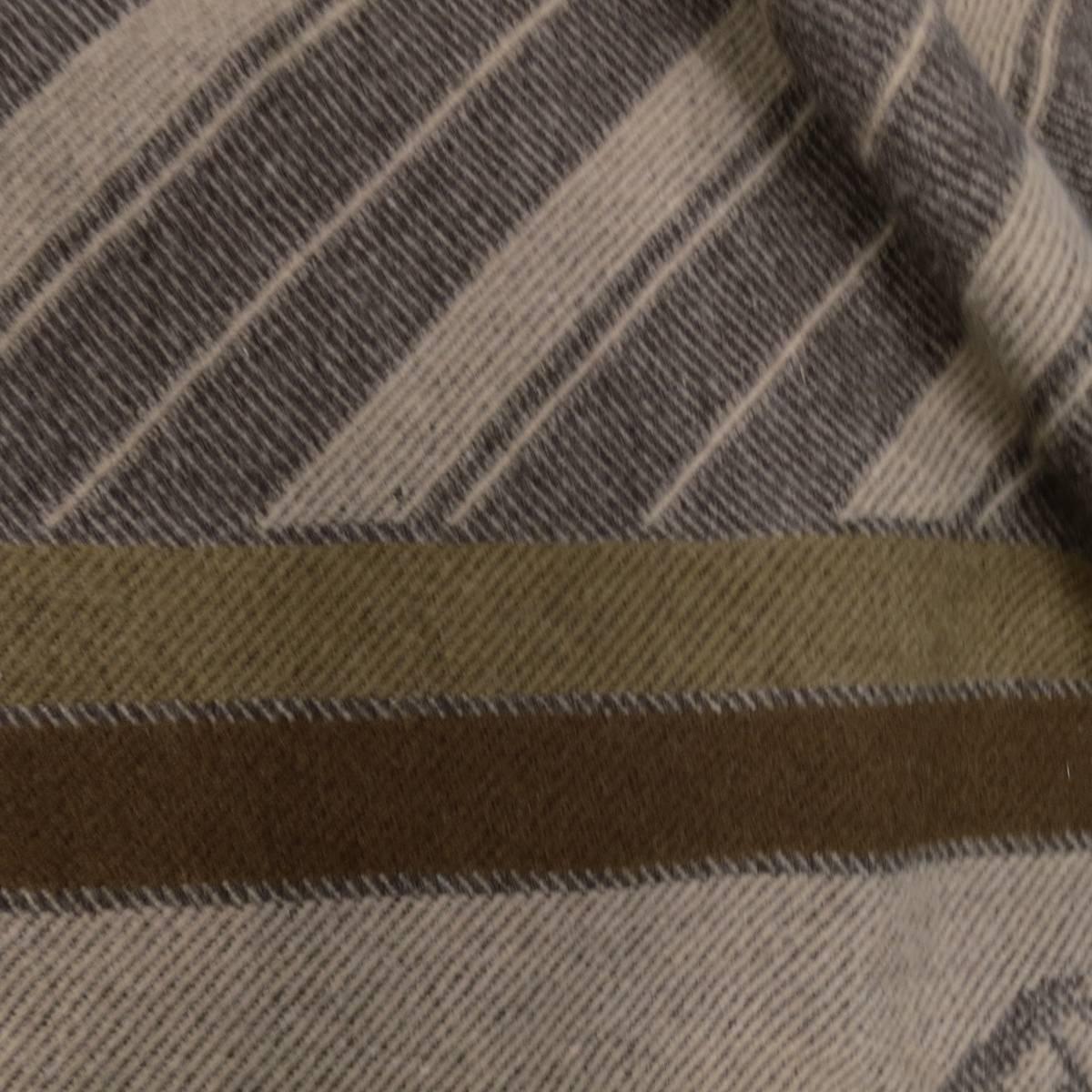 Women's or Men's Vintage HERMES Brown & Beige Wool / Cashmere Striped Dachshund Dog Scarf
