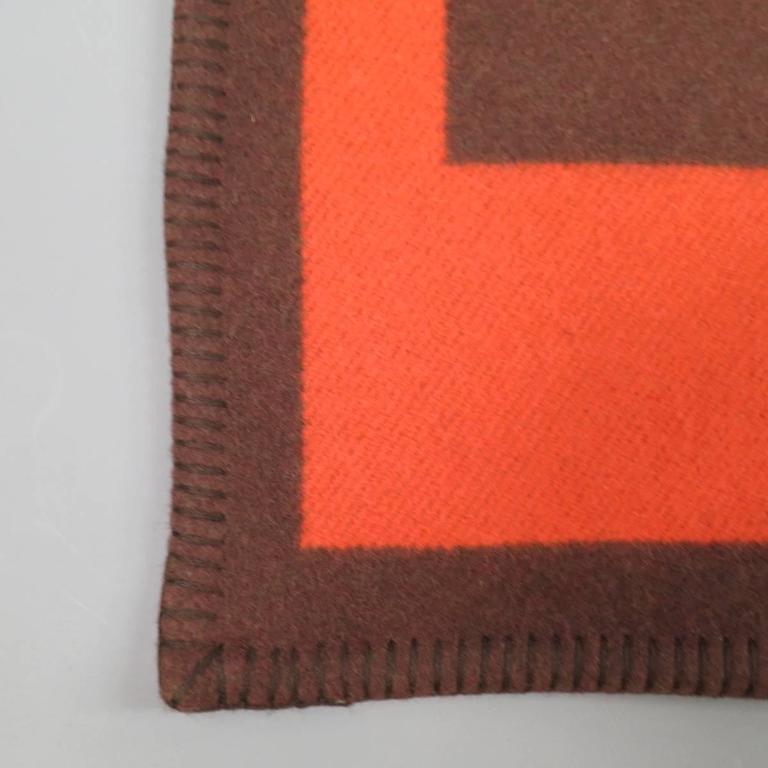 LOUIS VUITTON Orange and Brown Wool / Cashmere Print Karakoram Blanket at 1stdibs