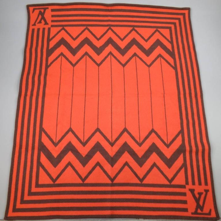 LOUIS VUITTON Orange and Brown Wool / Cashmere Print Karakoram