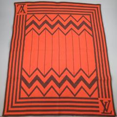 LOUIS VUITTON Manta Karakoram naranja y marrón de lana y cachemira