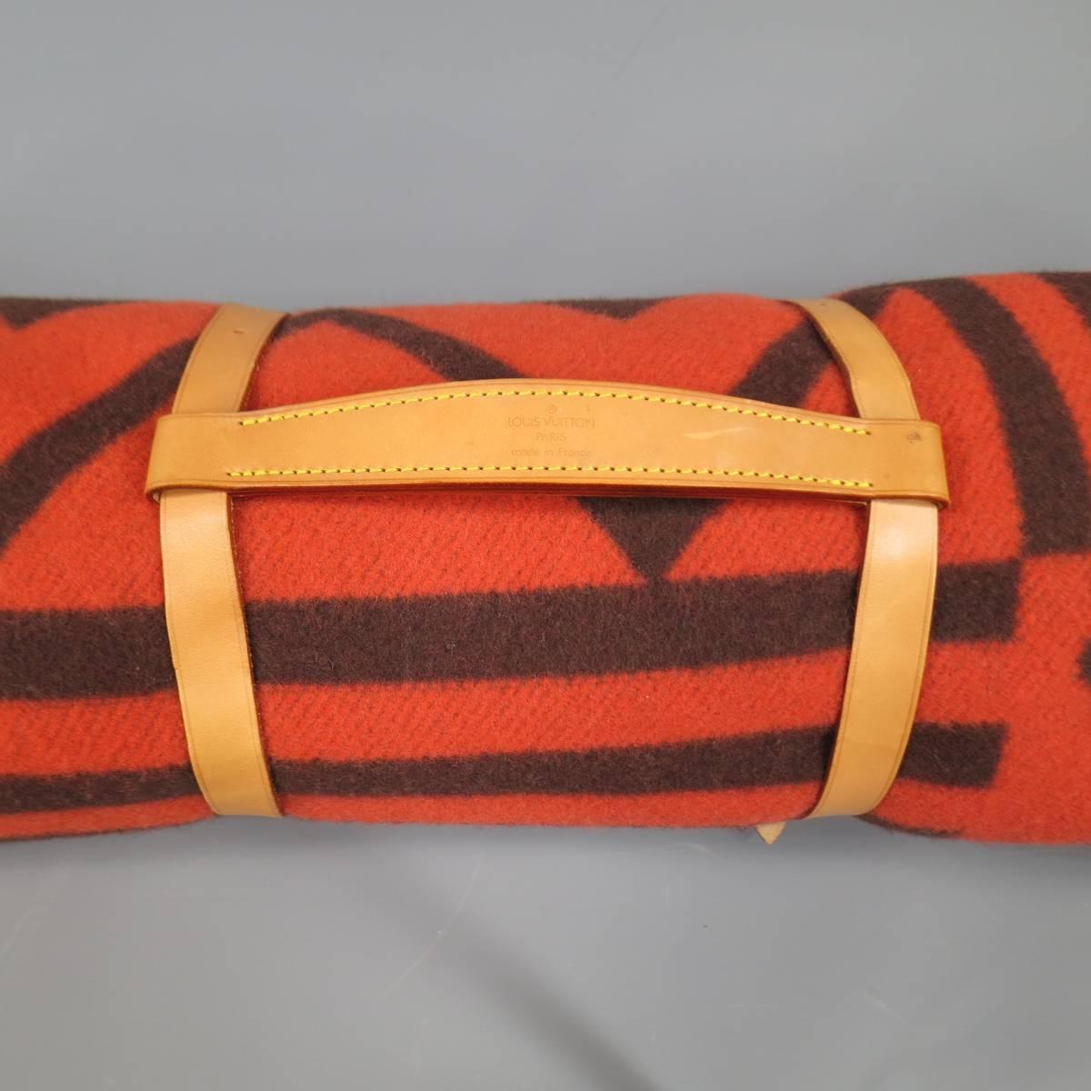 Red LOUIS VUITTON Orange & Brown Wool / Cashmere Karakoram Blanket