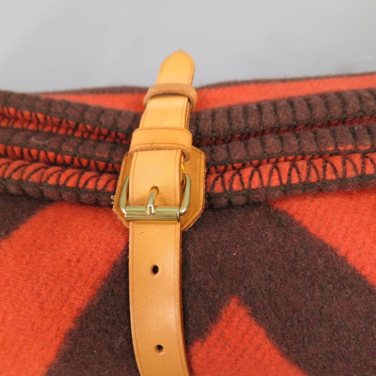 LOUIS VUITTON Orange & Brown Wool / Cashmere Karakoram Blanket 1