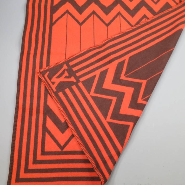 LOUIS VUITTON Orange and Brown Wool / Cashmere Print Karakoram