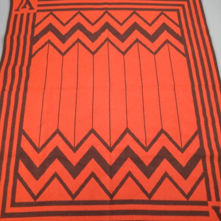 LOUIS VUITTON Orange and Brown Wool / Cashmere Karakoram Blanket