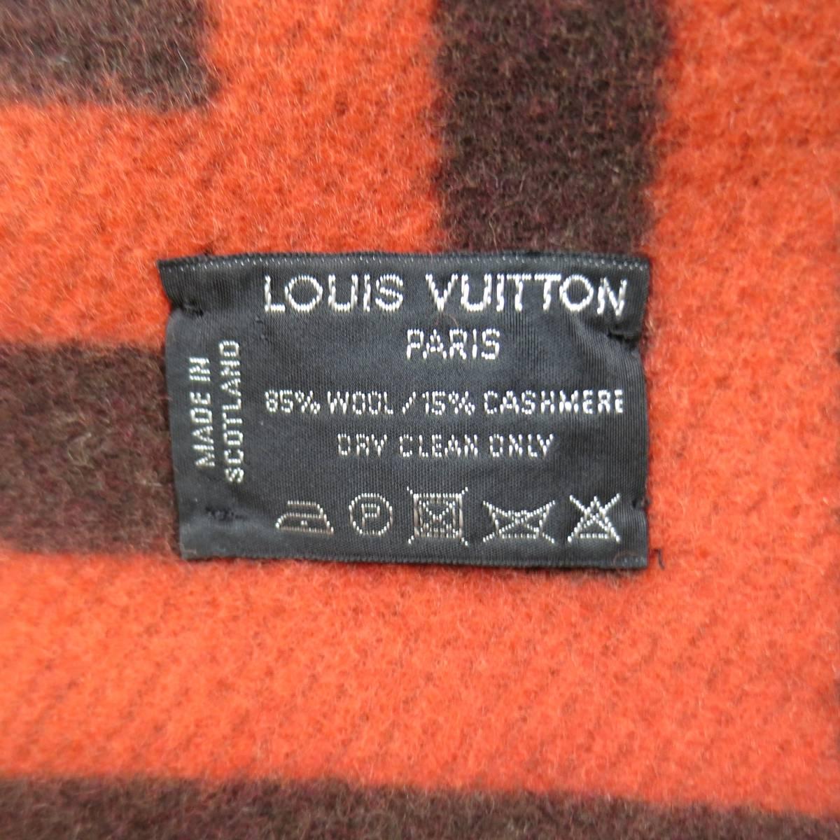 LOUIS VUITTON Orange & Brown Wool / Cashmere Karakoram Blanket 2
