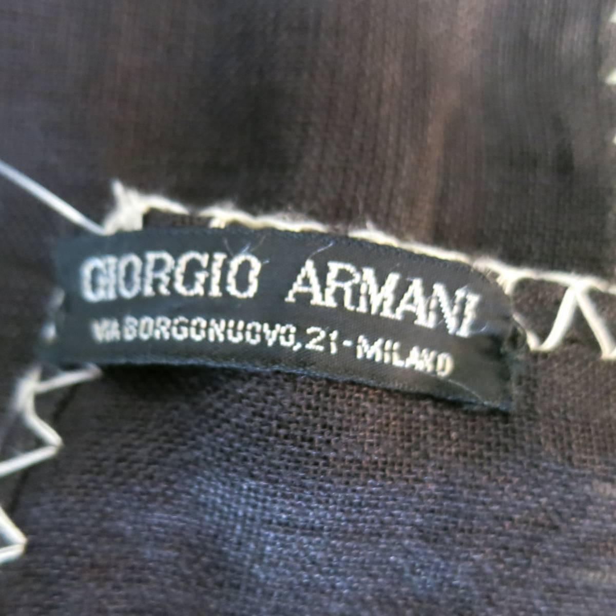 Women's or Men's GIORGIO ARMANI Brown Linen Blend Contrast Stitch Scarf
