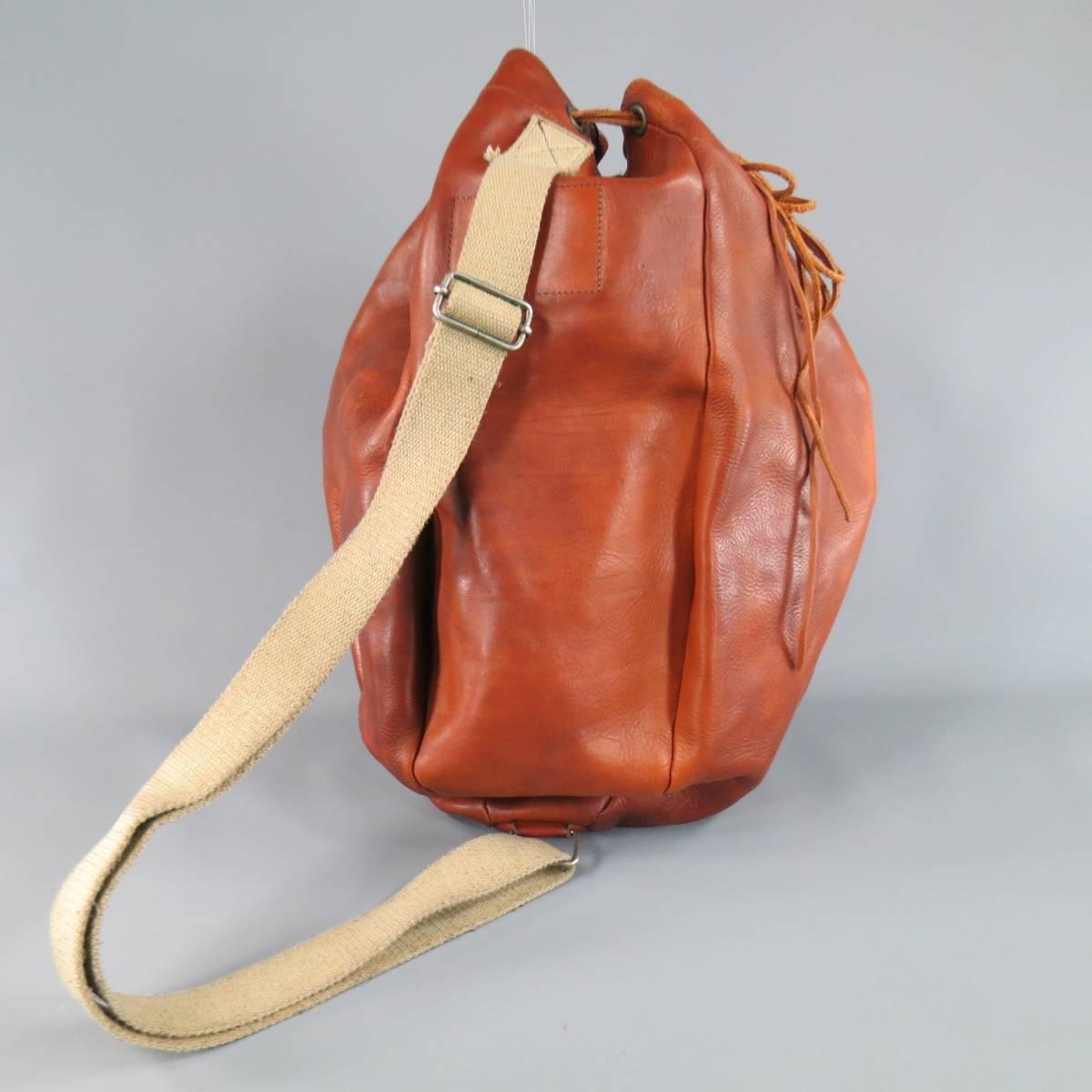 Brown LEVI'S VINTAGE Tan Leather Drawstring Boxer Bag