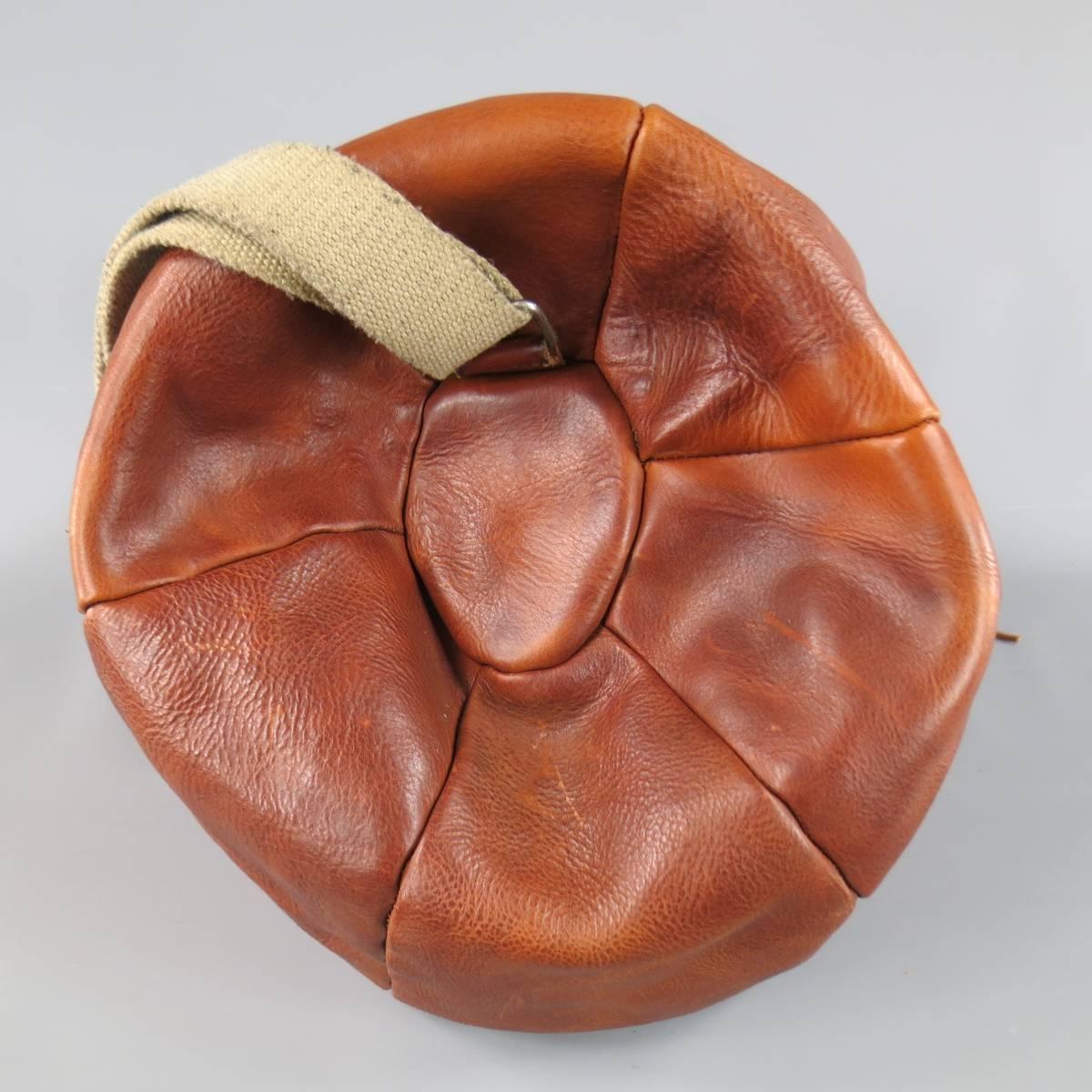 LEVI'S VINTAGE Tan Leather Drawstring Boxer Bag In Fair Condition In San Francisco, CA