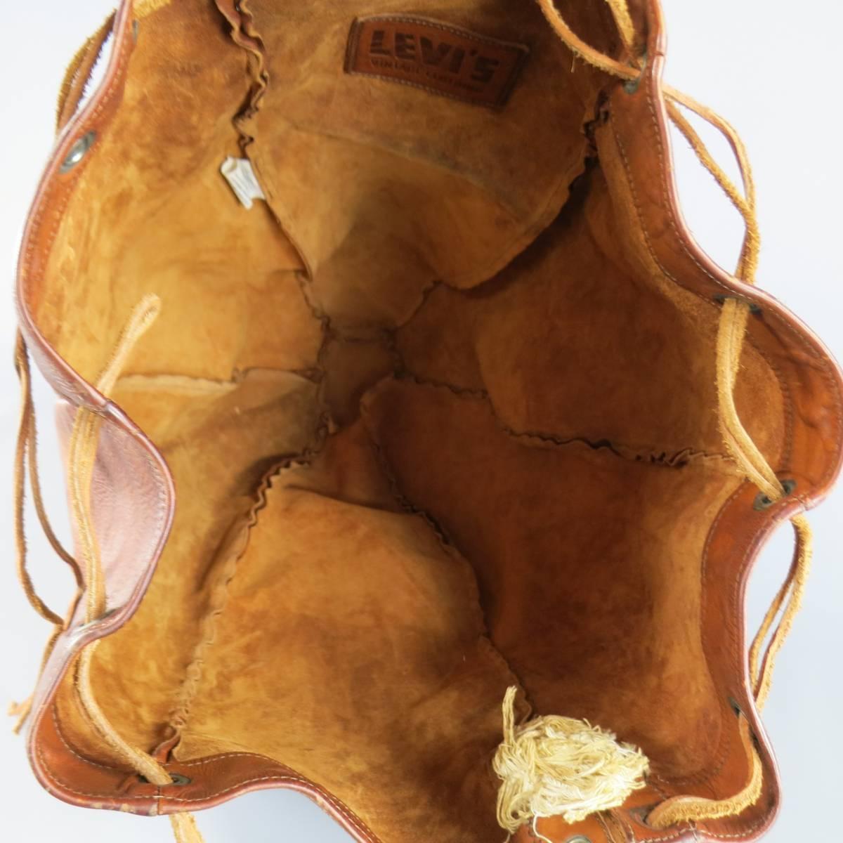 LEVI'S VINTAGE Tan Leather Drawstring Boxer Bag 1
