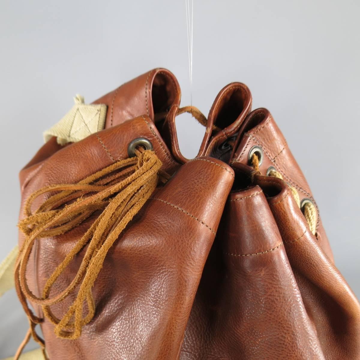 Women's or Men's LEVI'S VINTAGE Tan Leather Drawstring Boxer Bag