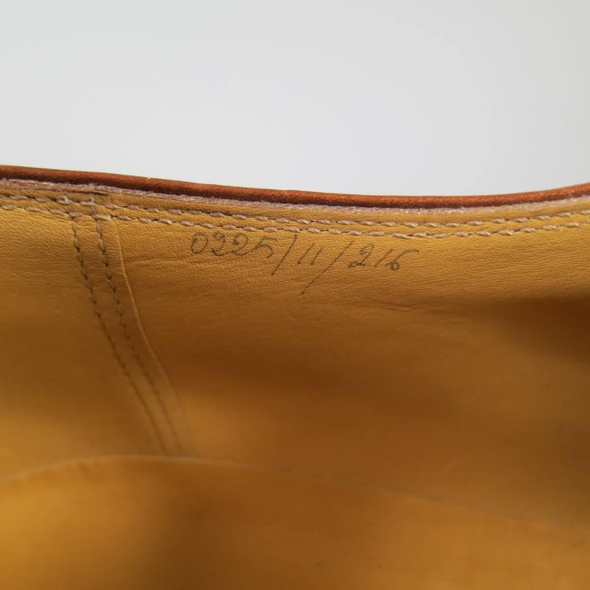 Men's STEFANOBI Size 12 Tan Leather Wingtip Square Cap Toe Lace Up 1