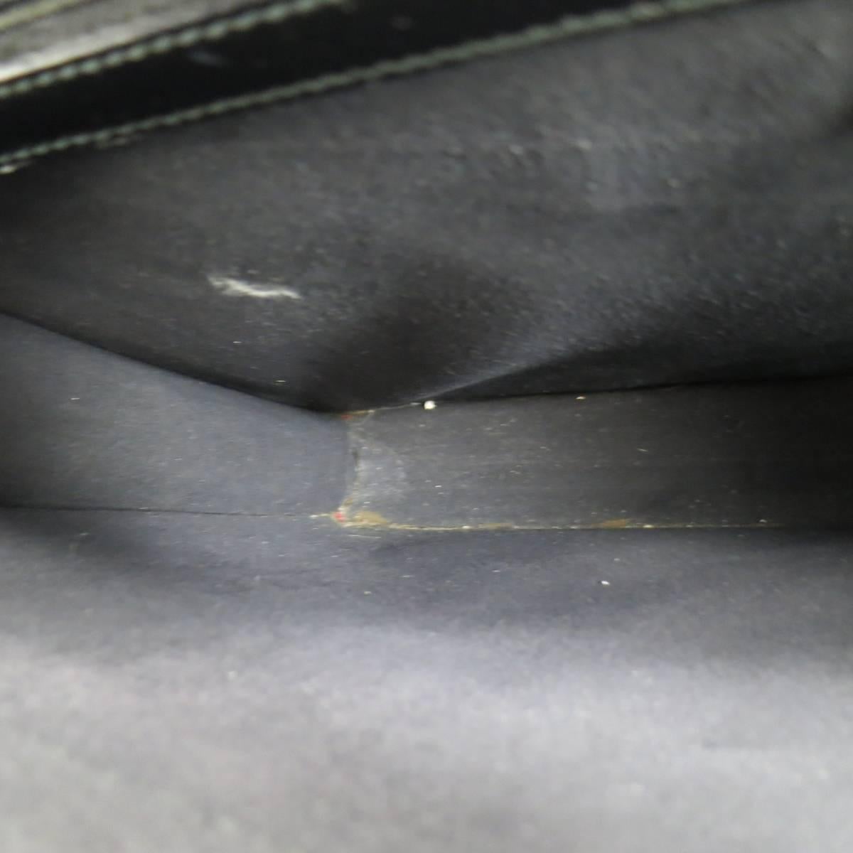 GUCCI Black Leather Top Handle Silver Combination Lock Briefcase 3