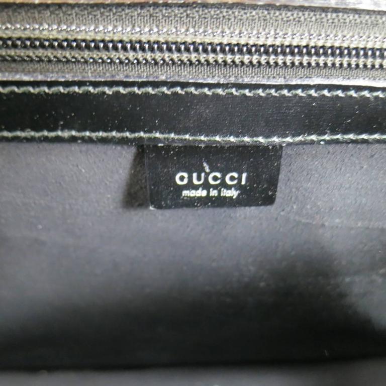 GUCCI Black Leather Top Handle Silver Combination Lock Briefcase at ...
