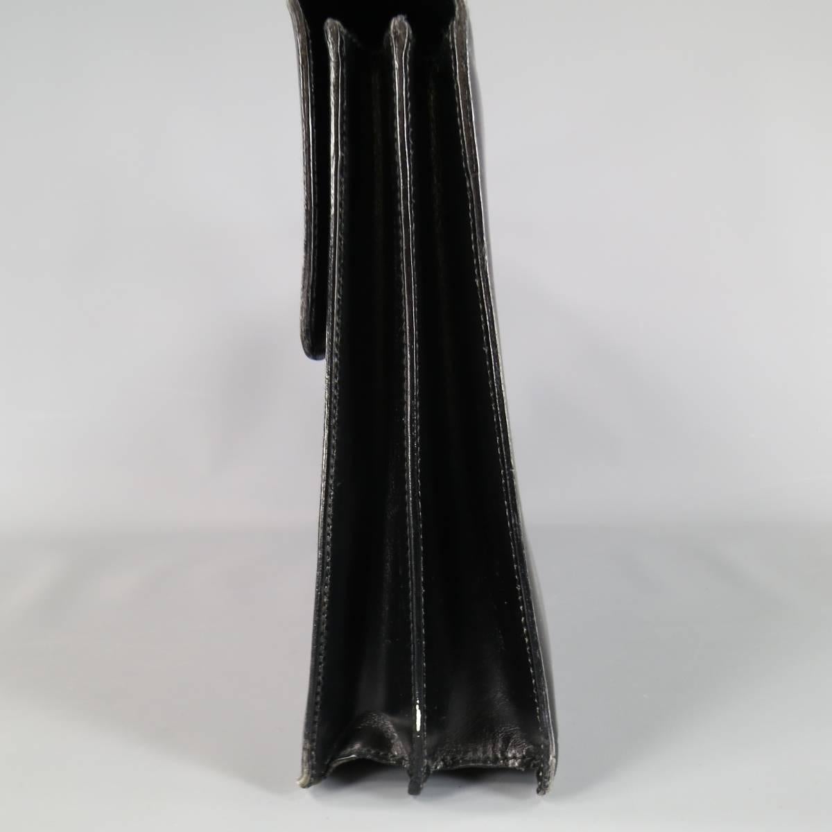 Women's or Men's GUCCI Black Leather Top Handle Silver Combination Lock Briefcase