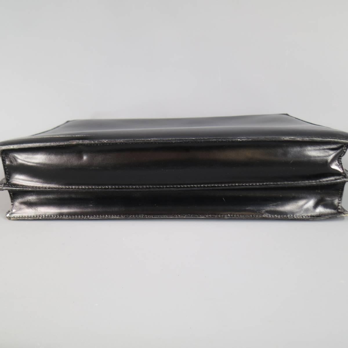 GUCCI Black Leather Top Handle Silver Combination Lock Briefcase 1
