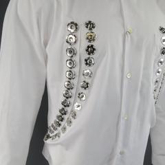 COMME des GARCONS Size L White Cotton Snap Cutout 2016 Long Sleeve Shirt