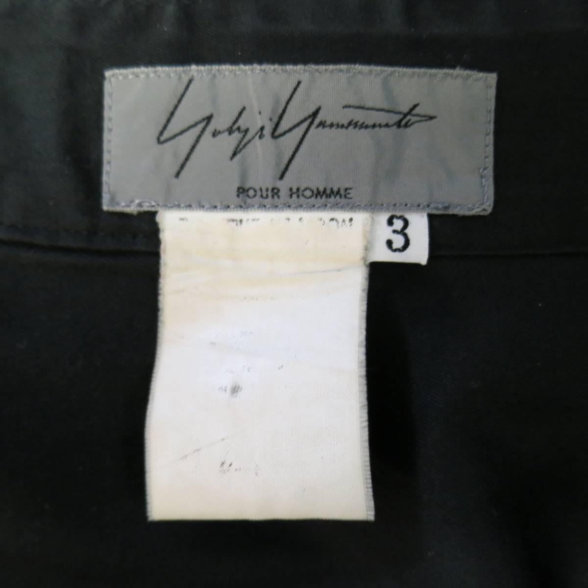 Vintage YOHJI YAMAMOTO Size L Black Cotton Long Sleeve Zip Collar Shirt 5