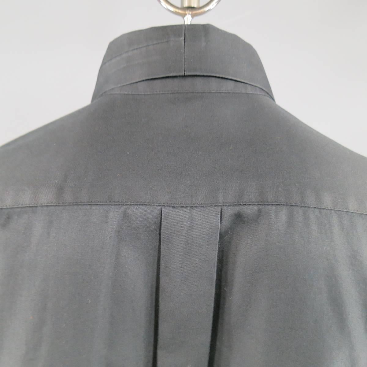Vintage YOHJI YAMAMOTO Size L Black Cotton Long Sleeve Zip Collar Shirt 3