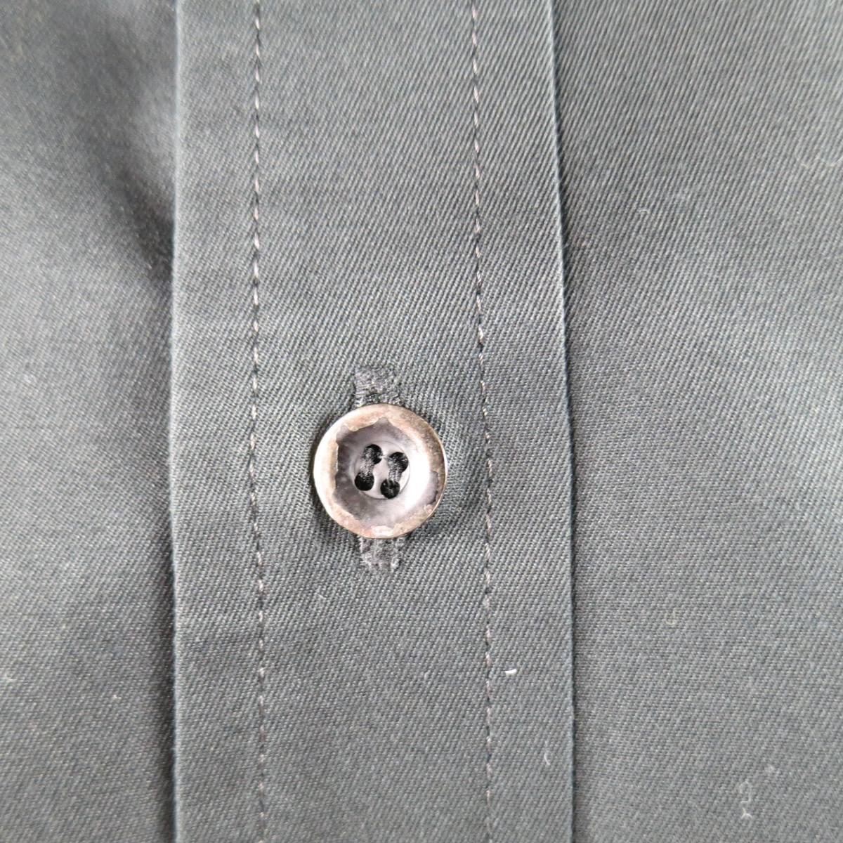 Vintage YOHJI YAMAMOTO Size L Black Cotton Long Sleeve Zip Collar Shirt 1