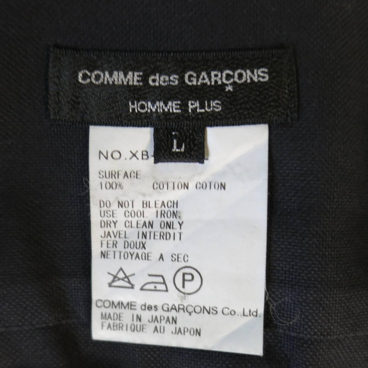 Men's COMME des GARCONS Size L Two Tone Charcoal Color Block Panel Cotton Shirt 3