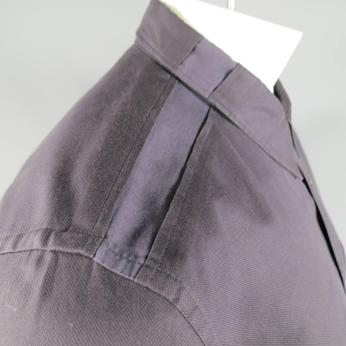 Gray Men's COMME des GARCONS Size L Two Tone Charcoal Color Block Panel Cotton Shirt