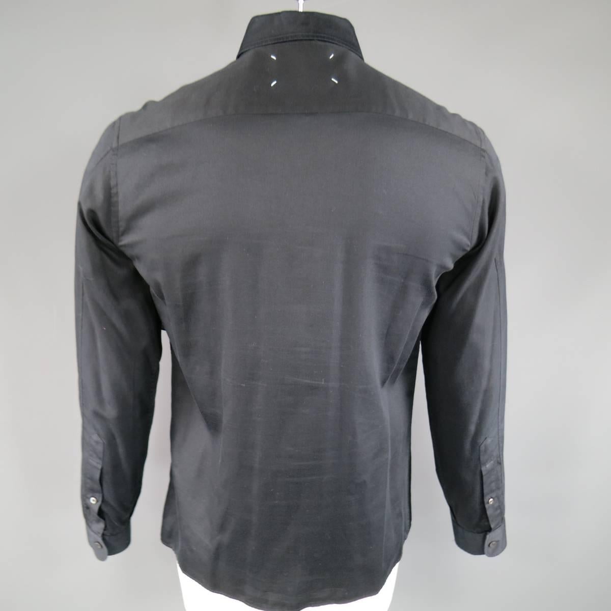 MAISON MARTIN MARGIELA Size M Black Cotton Button Stud Removable Collar Shirt In Excellent Condition In San Francisco, CA