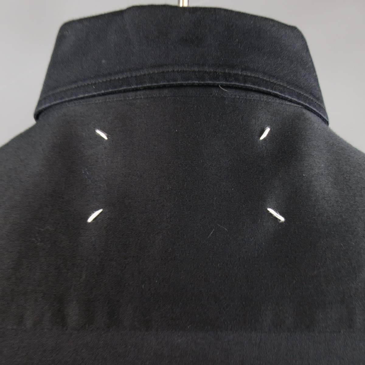 Men's MAISON MARTIN MARGIELA Size M Black Cotton Button Stud Removable Collar Shirt