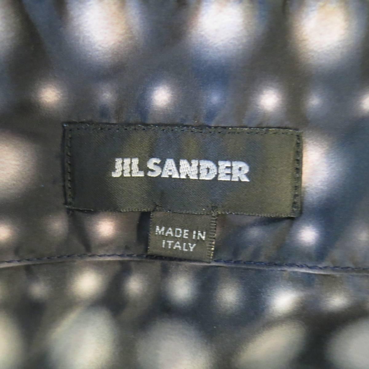 Men's JIL SANDER Size S Charcoal & Pink Spotted Polyamide Strontium Shirt 2