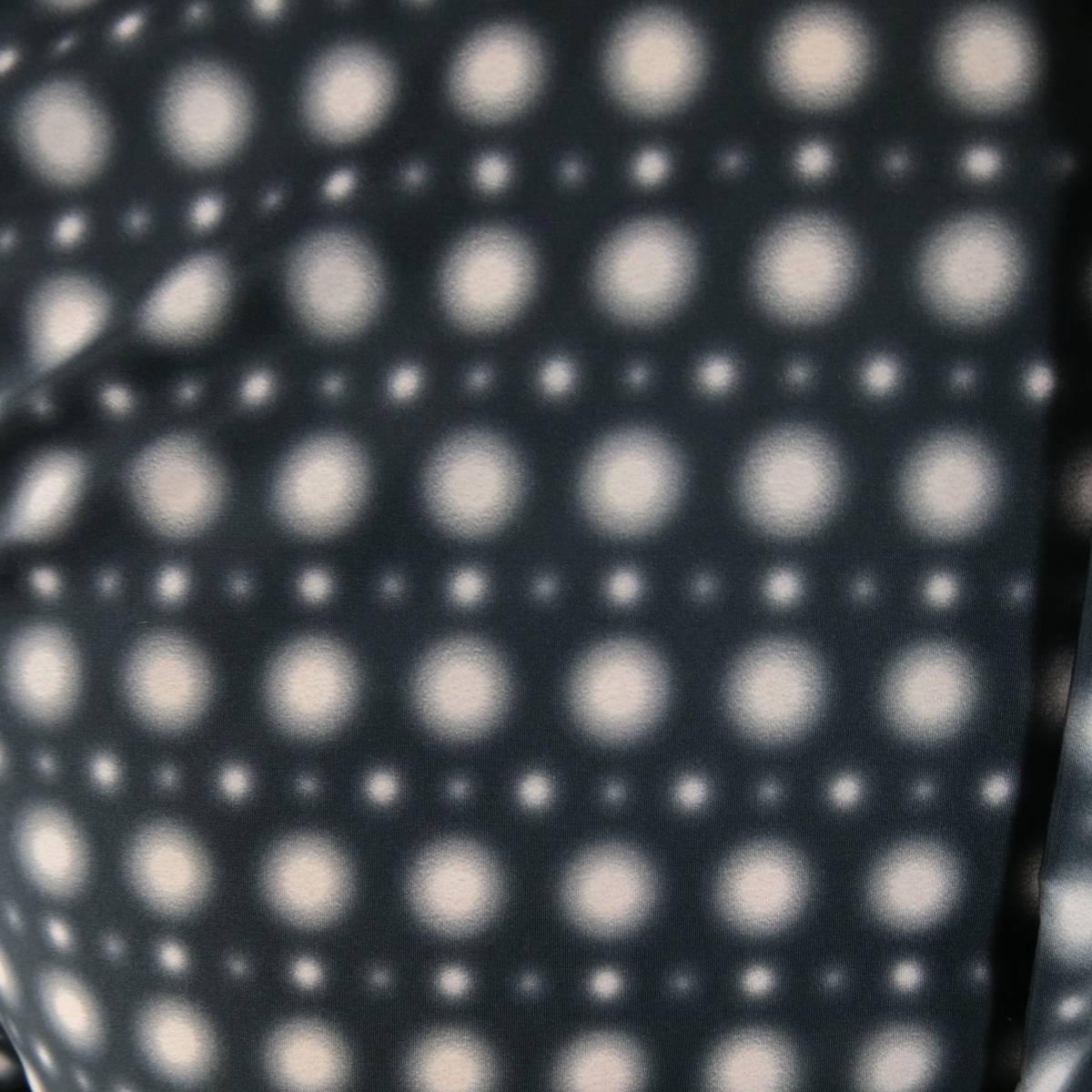 Men's JIL SANDER Size S Charcoal & Pink Spotted Polyamide Strontium Shirt 1