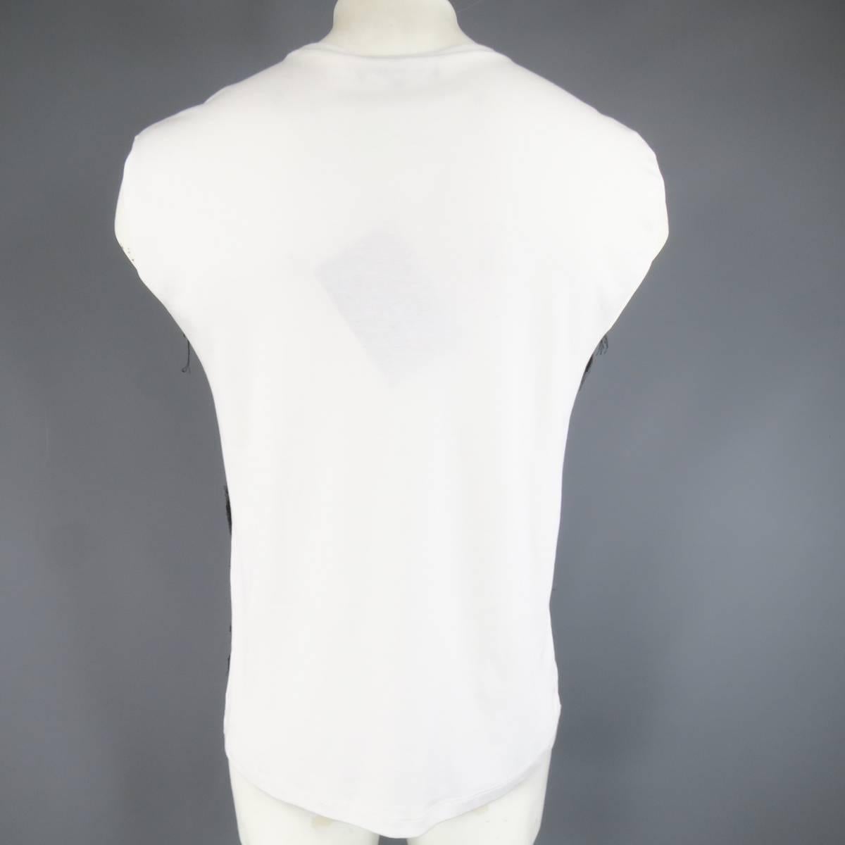 Men's RAF SIMONS Size L White Cotton Sleeveless Spring 2009 VOID Fringe Shirt 3