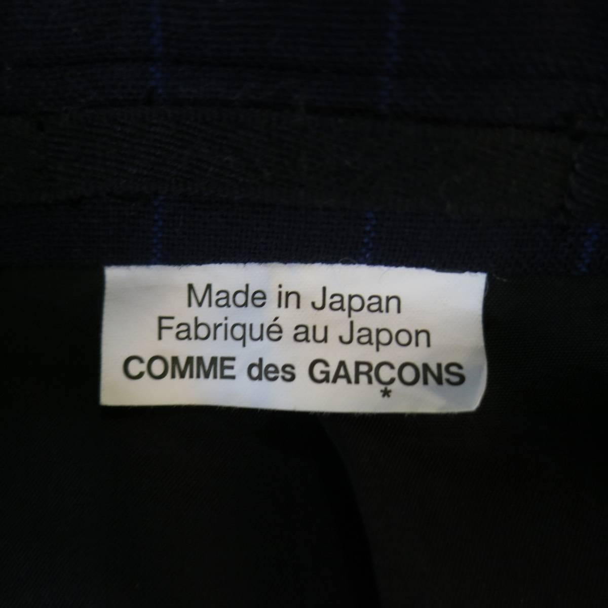 COMME des GARCONS 42 Navy Pinstripe Wool Snap Embellished Cutout Sport Coat 5