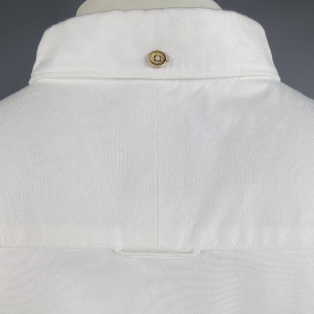 Gray Men's VISVIM Size XL White Cotton Long Sleeve Fleece Elbow Patch Shirt
