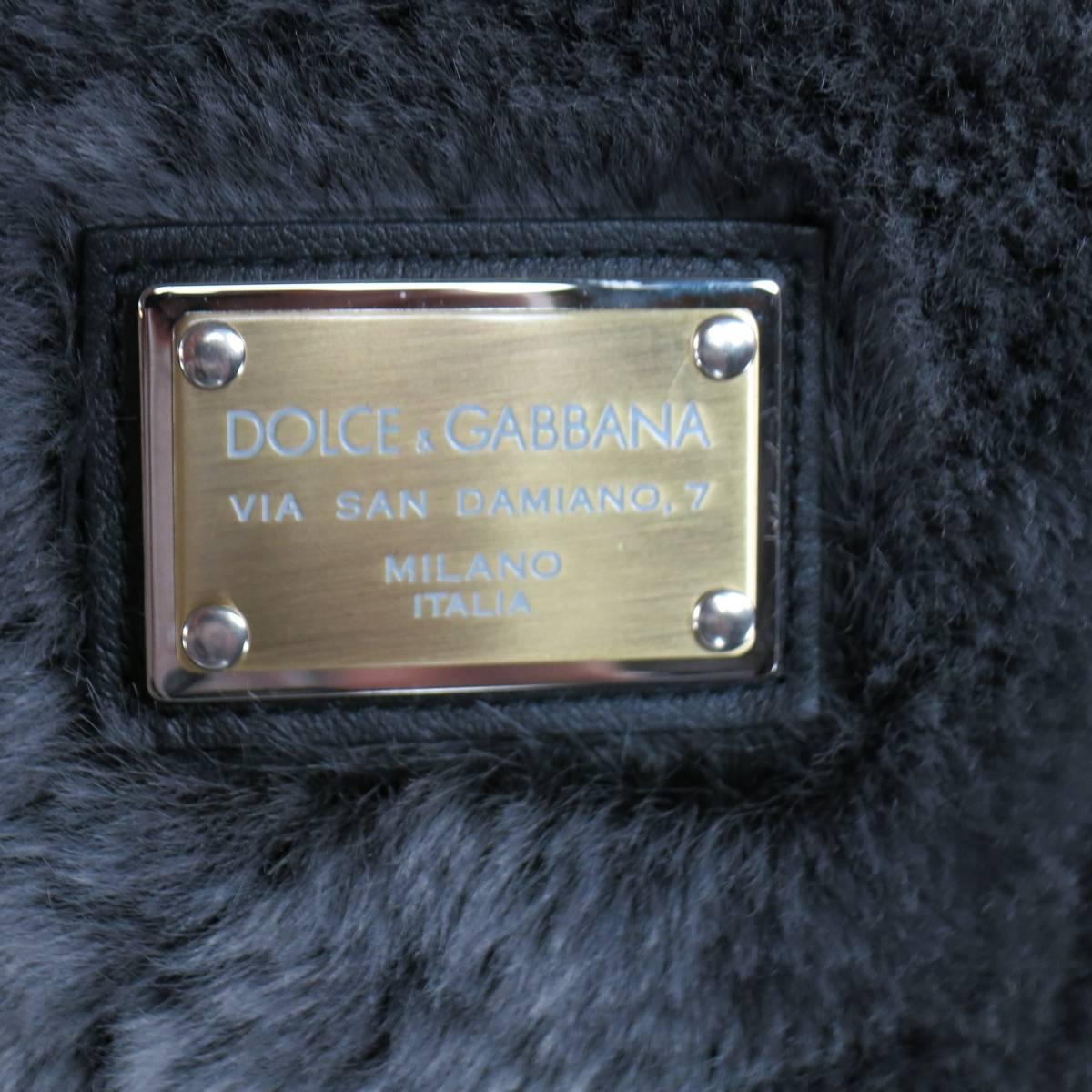 Men's DOLCE & GABBANA 44 Black & Grey Lamb Fur & Plaid Wool Jacket In New Condition In San Francisco, CA