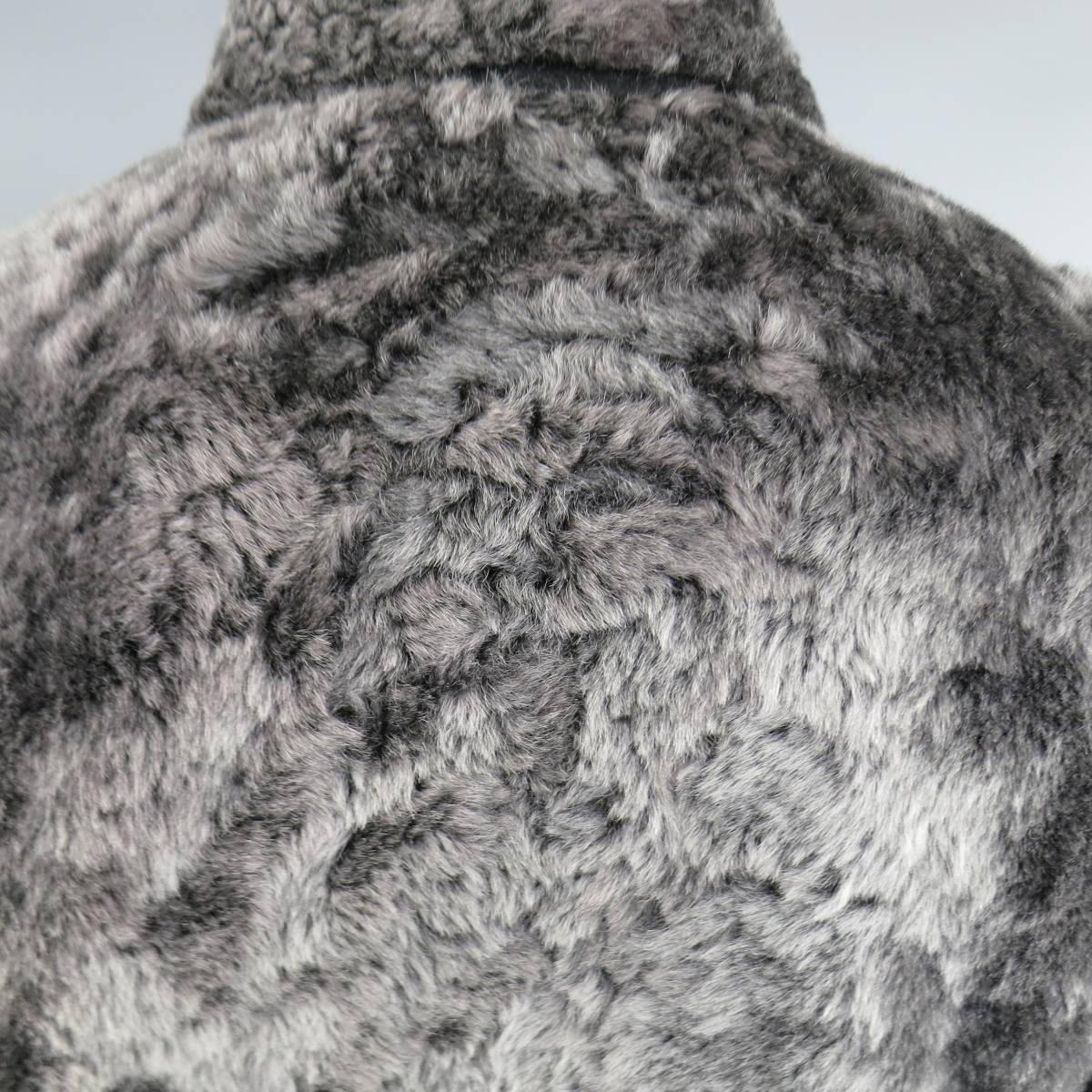 Men's DOLCE & GABBANA 44 Black & Grey Lamb Fur & Plaid Wool Jacket 6