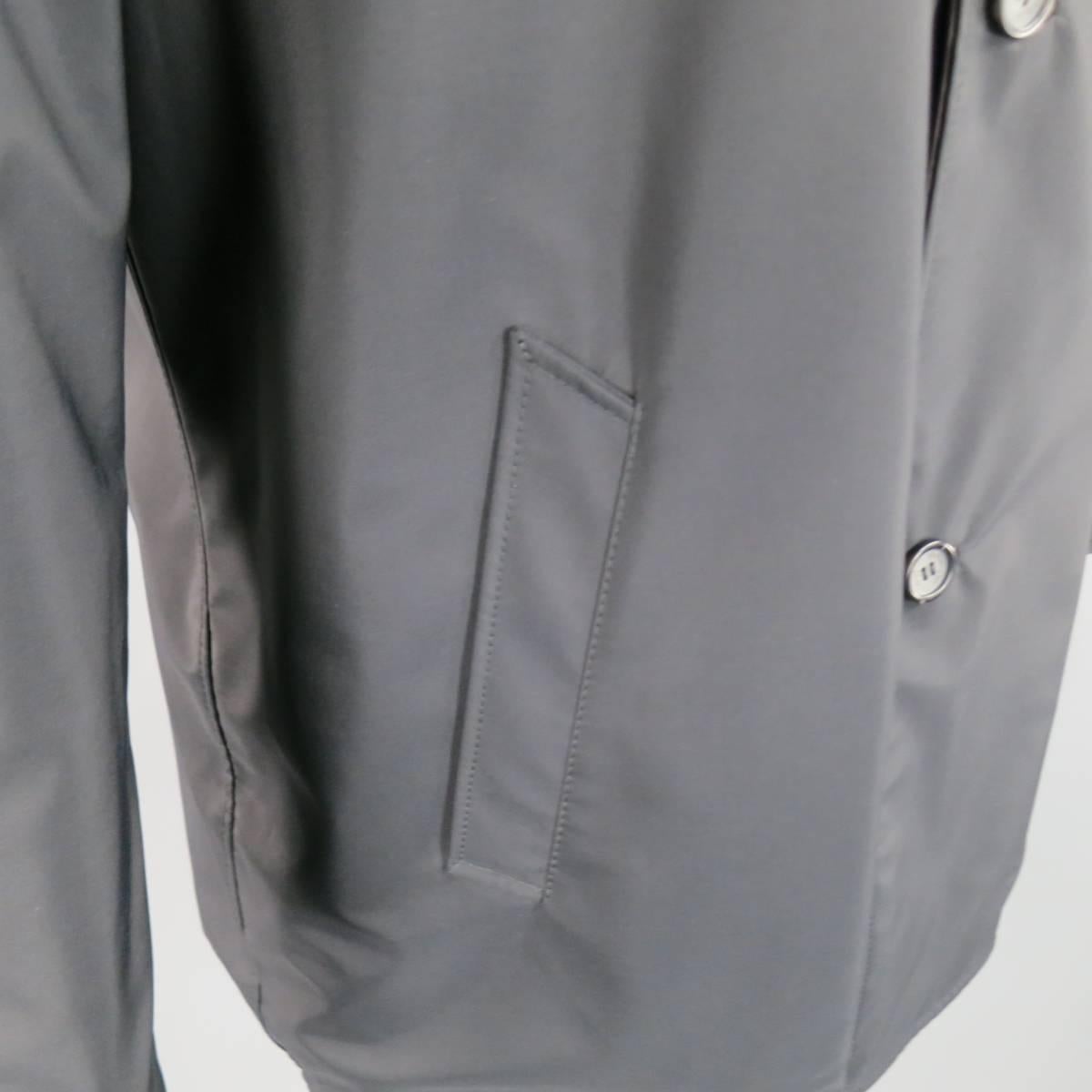 Men's ERMENEGILDO ZEGNA 42 Brown Leather & Black Polyester Blend Reversible Coat 3