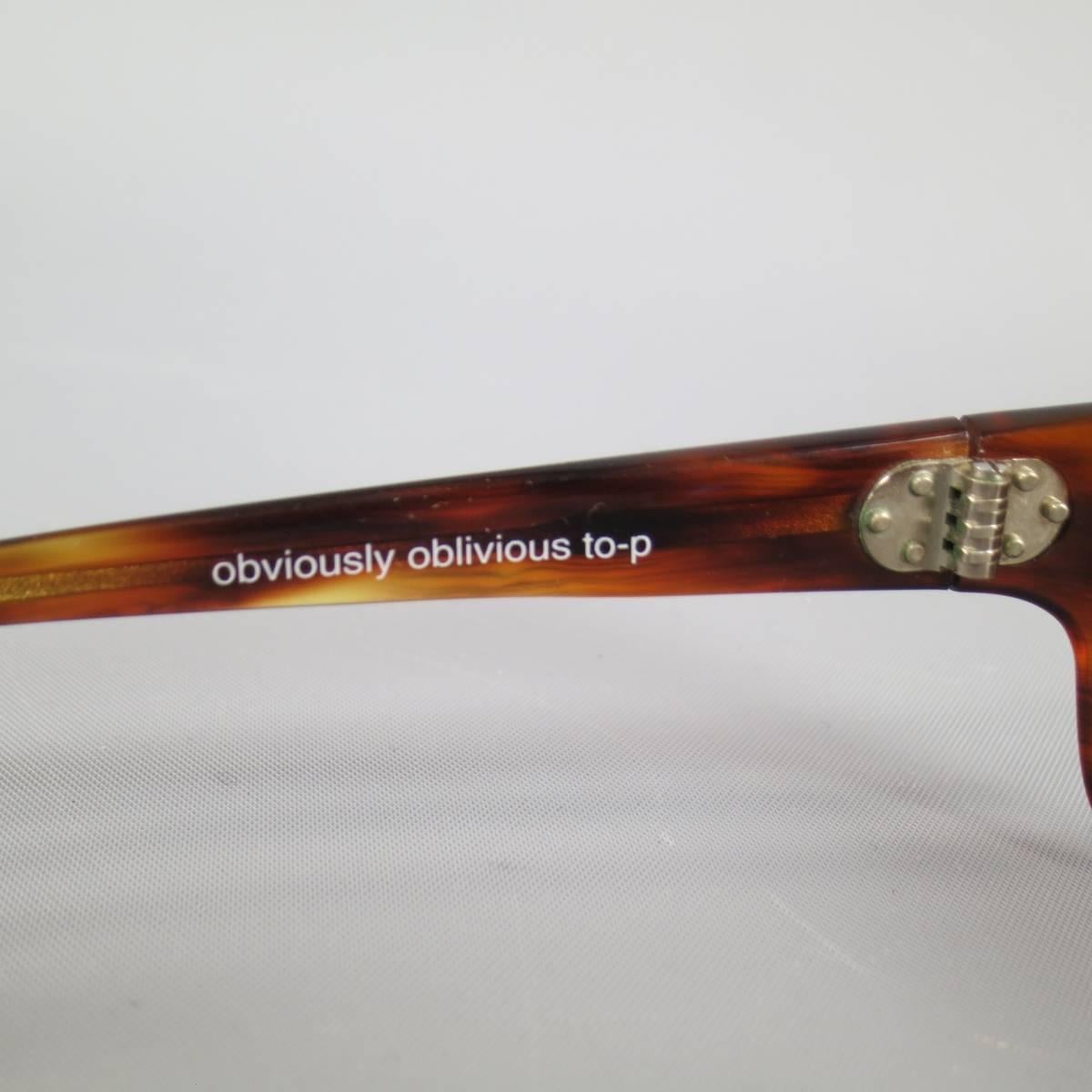 BLINDE Brown Tortoise Shell Acetate Flat Top Sunglasses In Good Condition In San Francisco, CA