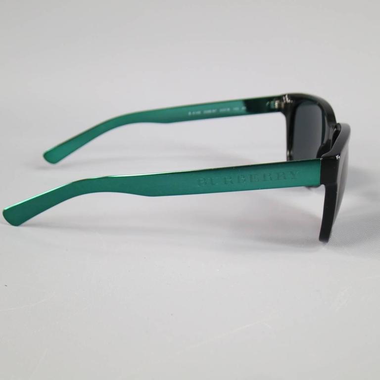 BURBERRY Black and Teal Green Metallic Arm Wayfarer Sunglasses at 1stDibs burberry wayfarer