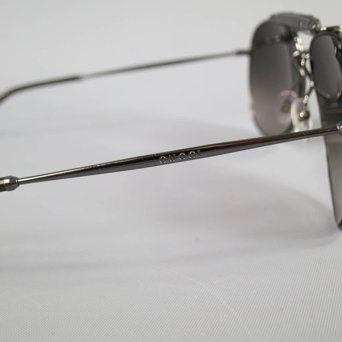 Women's or Men's GUCCI Silver Tone Metal Bamboo Top Aviator Sunglasses