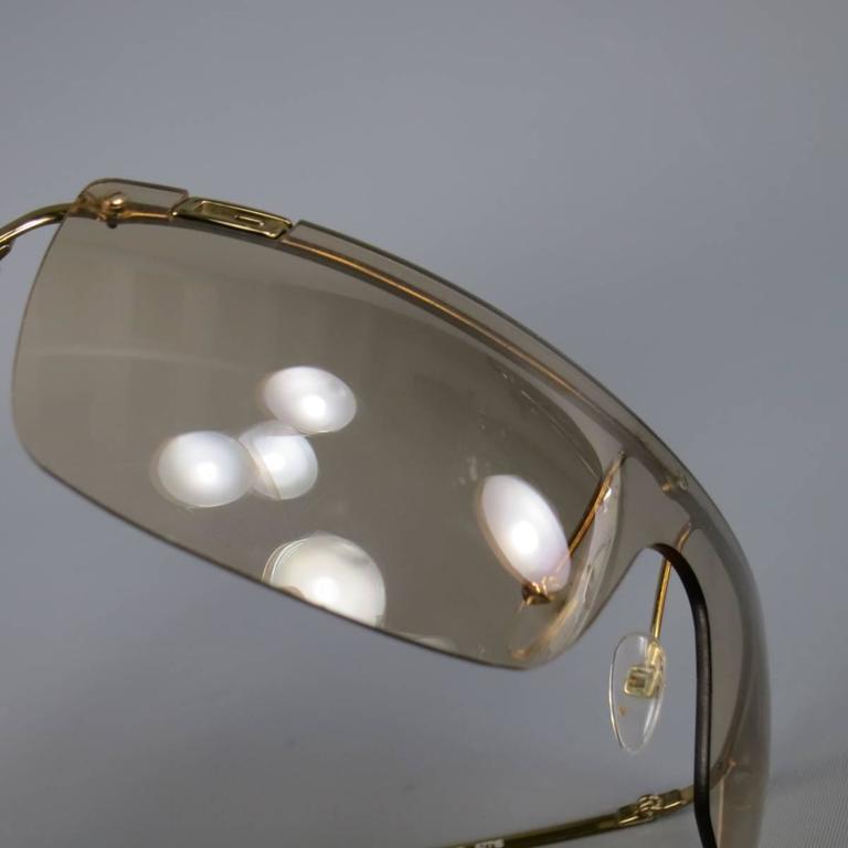 GUCCI 1719 Gold Tone Metal Rose Gold Gradient Shield Sunglasses at