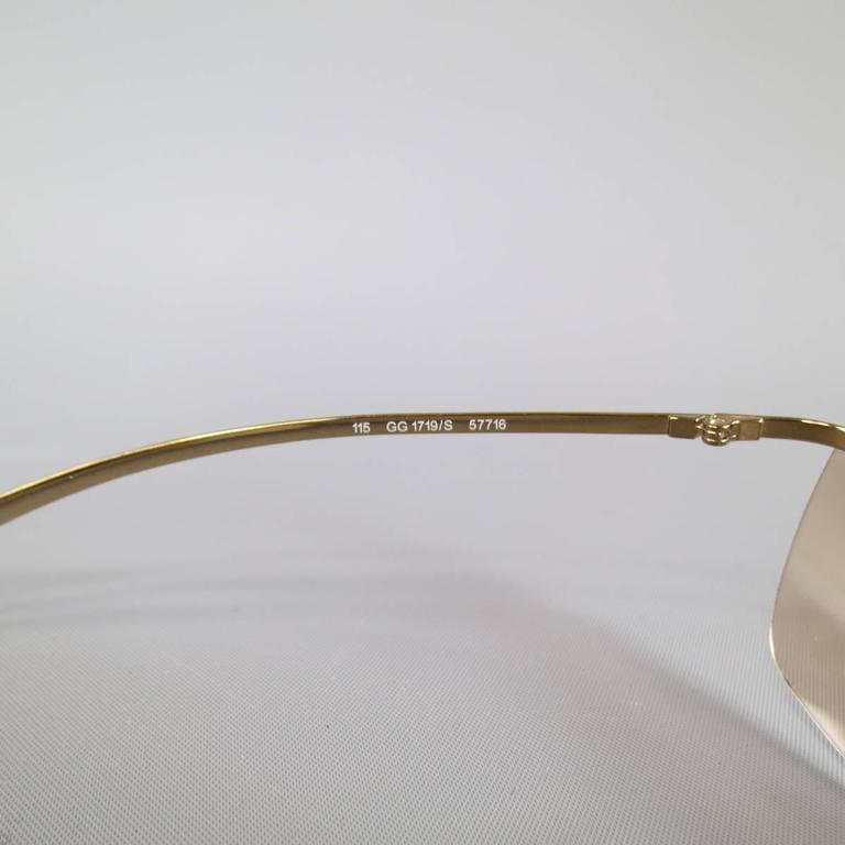 GUCCI 1719 Gold Tone Metal Rose Gold Gradient Shield Sunglasses at