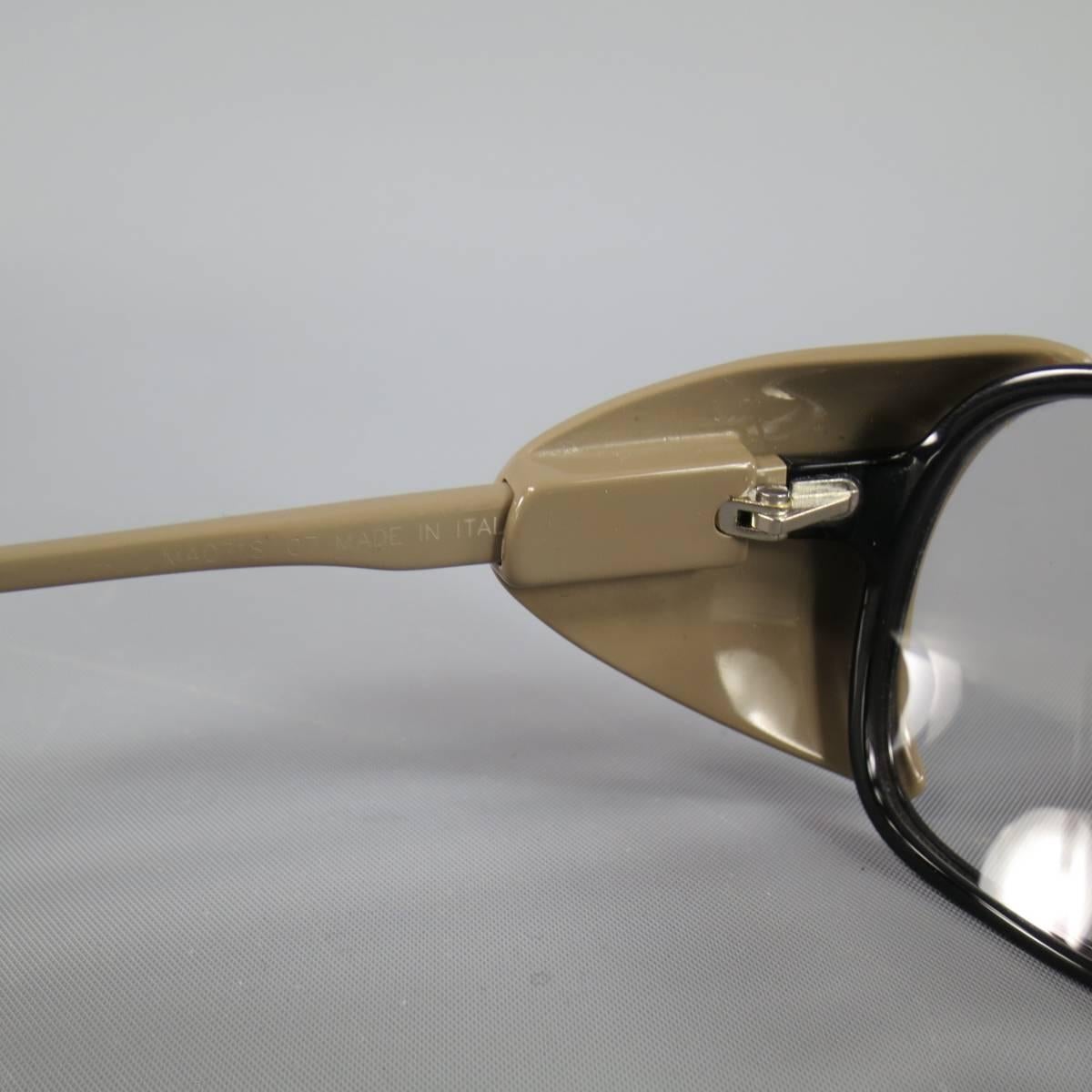 MARNI Black & Taupe Acetate Safetly Aviator Sunglasses In Excellent Condition In San Francisco, CA