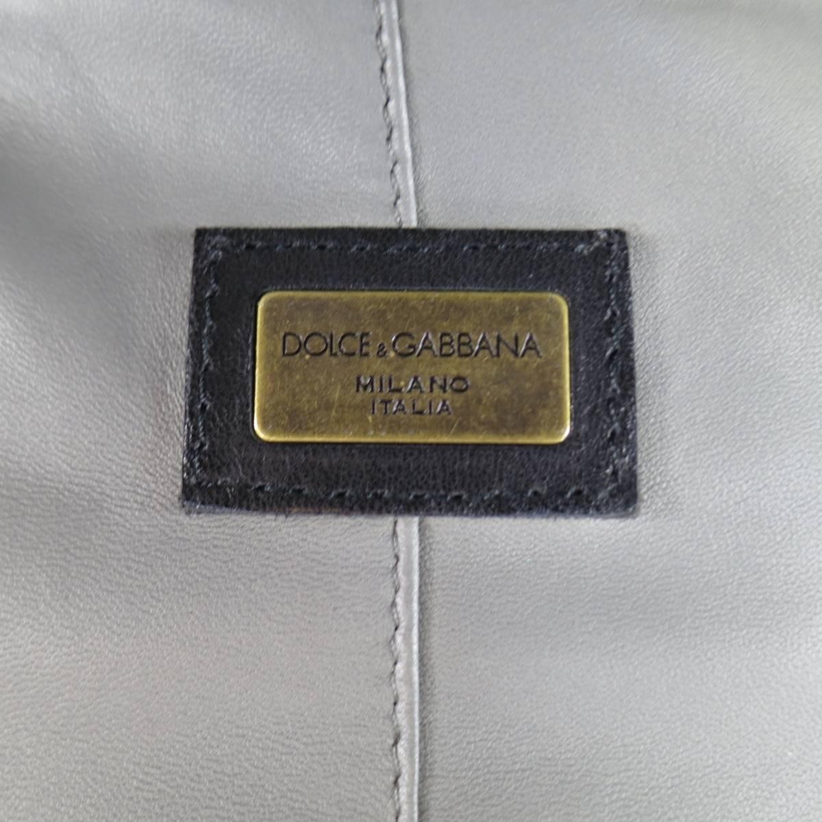 Men's DOLCE & GABBANA 38 Light Gray Leather Hidden Placket Moto Jacket 4